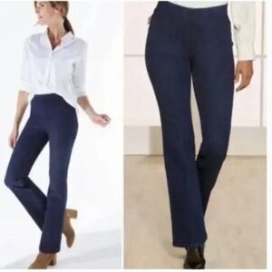 Soft Surroundings Ultimate Pull On Bootcut Leg Jeans Comfort Dark Wash Large